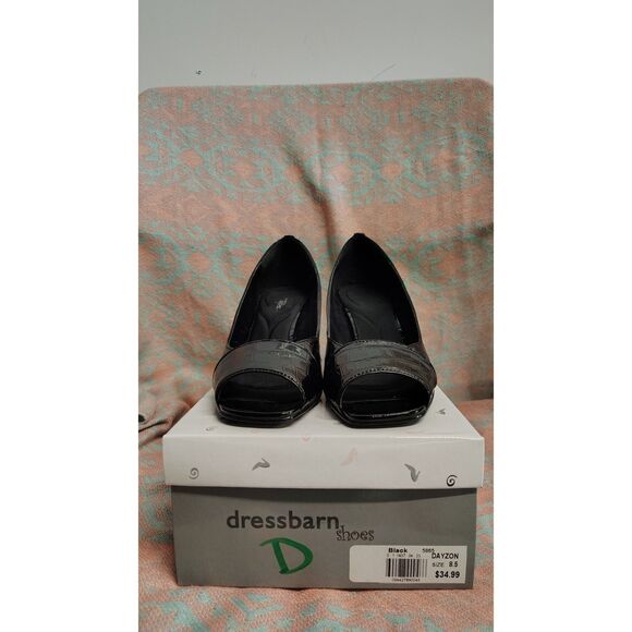 Dress Barn Women's Black Textured Open Toe Heels 8.5 - Picture 6 of 7